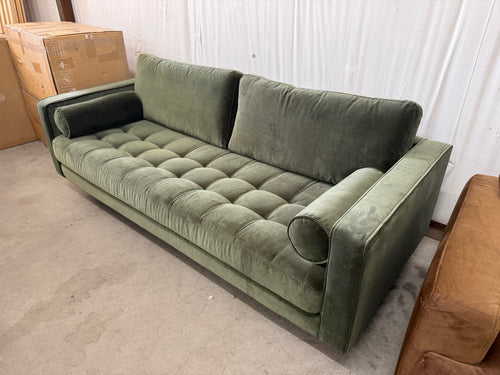 Sven 88" Tufted Velvet Sofa - Plush Pacific Green