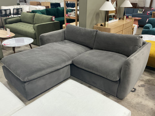 Leigh 86" Velvet Reversible Storage Sectional - Hale Warm Gray