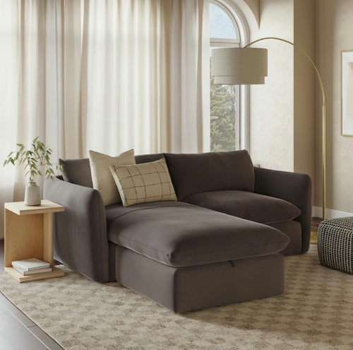 Leigh 86" Velvet Reversible Storage Sectional - Hale Warm Gray