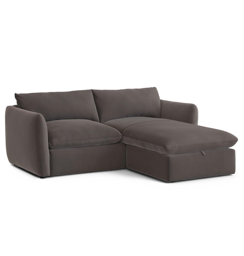 Leigh 86" Velvet Reversible Storage Sectional - Hale Warm Gray
