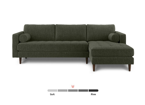 Sven 100" Tufted Right Sectional - Fir Green