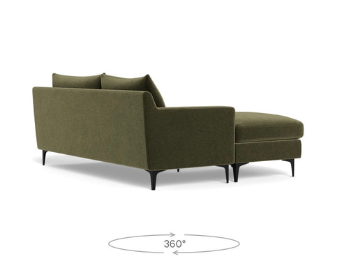 Interior Define Sloan 2-Seat Reversible Chaise Sectional- Ivy Performance Vintage Velvet