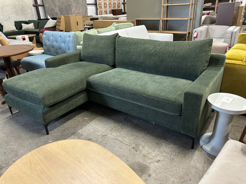 Interior Define Sloan 2-Seat Reversible Chaise Sectional- Ivy Performance Vintage Velvet