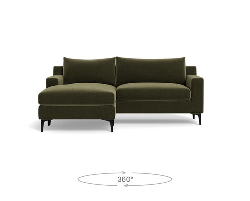 Interior Define Sloan 2-Seat Reversible Chaise Sectional- Ivy Performance Vintage Velvet