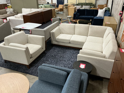Ceni 88" Corner Sectional & Chair Set - Chalk Gray