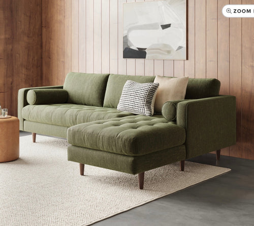 Sven 100" Tufted Right Sectional - Fir Green