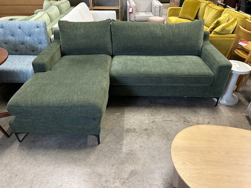 Interior Define Sloan 2-Seat Reversible Chaise Sectional- Ivy Performance Vintage Velvet