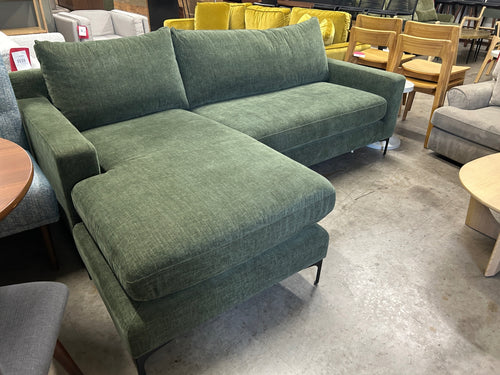 Interior Define Sloan 2-Seat Reversible Chaise Sectional- Ivy Performance Vintage Velvet