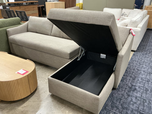 Landry 109" Right Storage Sleeper Sectional - Napa Taupe, Performance Fabric