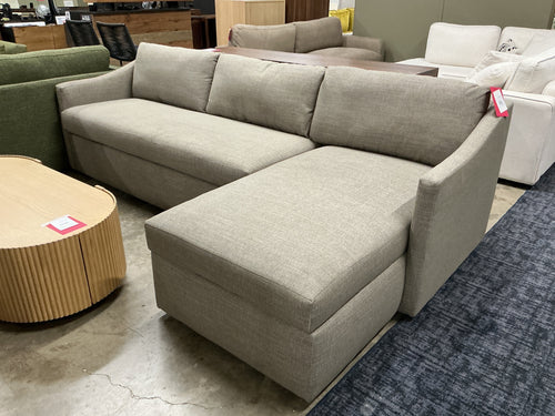 Landry 109" Right Storage Sleeper Sectional - Napa Taupe, Performance Fabric