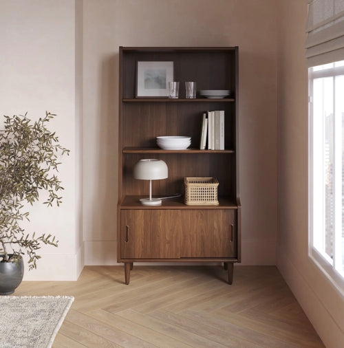 Frances 36" Bookcase With Storage - Walnut