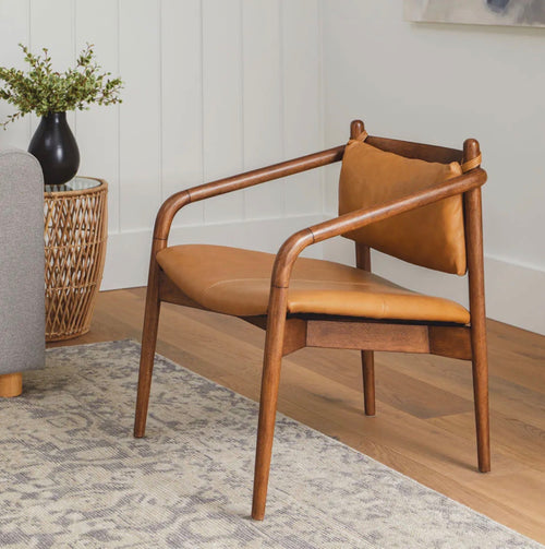 Pair of Lento 25" Leather Lounge Chairs - Teres Tan