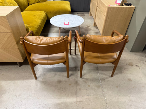 Pair of Lento 25" Leather Lounge Chairs - Teres Tan