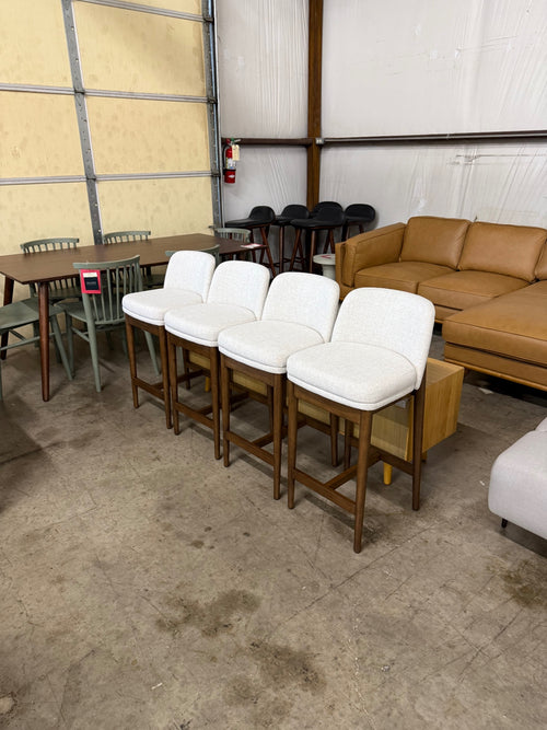 Set of 4 Burrow Alto Counter Stools - Walnut and Papyrus
