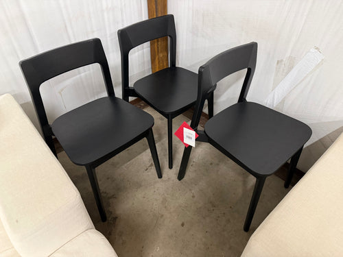 Set of 3 Gusfa Stackable Dining Chairs - Black