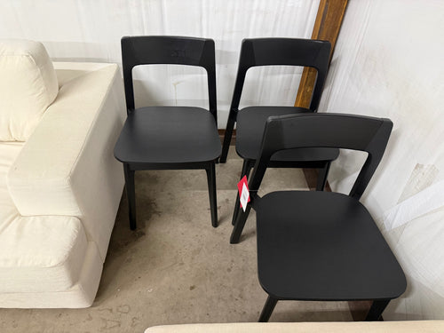 Set of 3 Gusfa Stackable Dining Chairs - Black