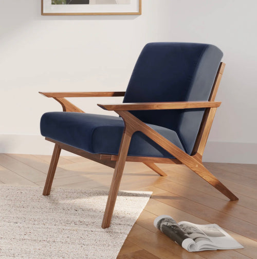 Otio 26" Velvet Lounge Chair - Walnut And Hale Ink