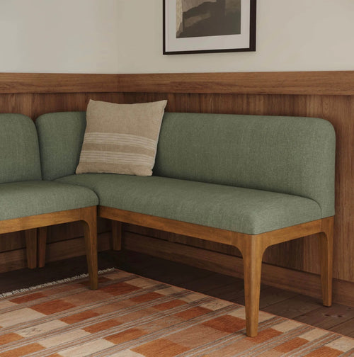 Rosin 56.75" Left Corner Banquette - Smoked Oak And Welsh Green