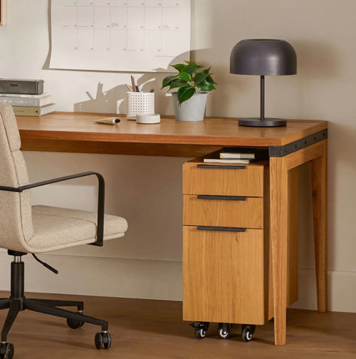 Madera 71" Desk and File Cabinet Set - Oak