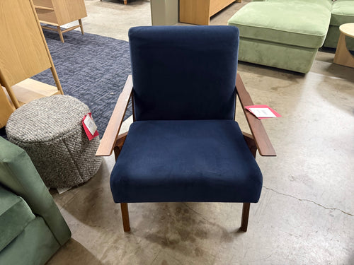 Otio 26" Velvet Lounge Chair - Walnut And Hale Ink