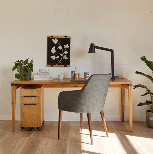 Madera 71" Desk and File Cabinet Set - Oak