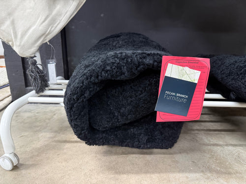 Four Hands Lavaca Floor Cushion Cover - Black Shorn Sheepskin