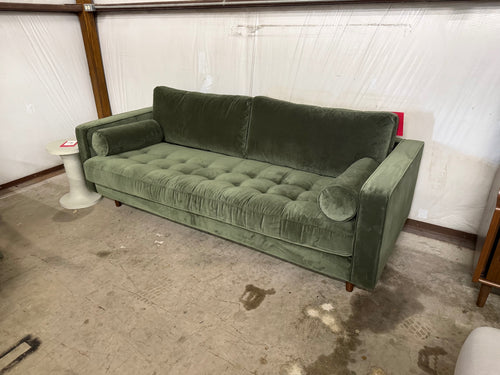 Sven 88" Tufted Velvet Sofa - Plush Pacific Green