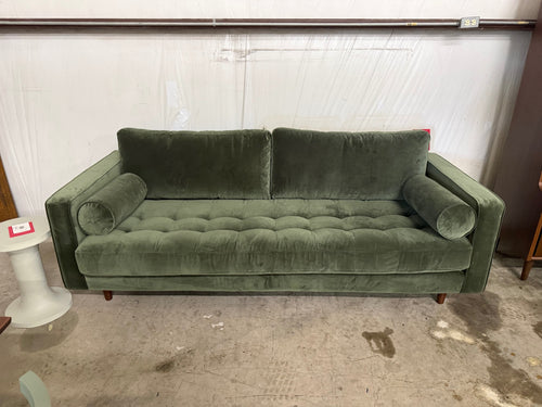 Sven 88" Tufted Velvet Sofa - Plush Pacific Green