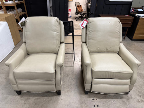 Pair of BarcaLounger Ashebrooke Leather Manual Recliners - Shoreham Cream