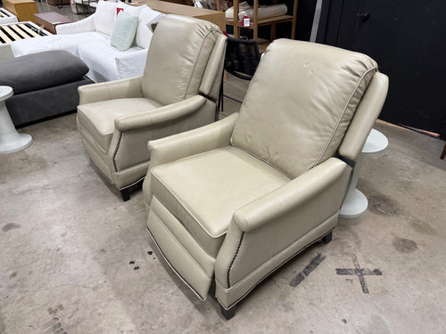 Pair of BarcaLounger Ashebrooke Leather Manual Recliners - Shoreham Cream
