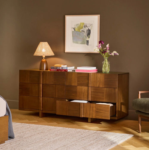 Ayra 6-Drawer Double Dresser - Walnut