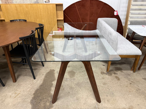 Emmer 71" Glass Dining Table - Walnut