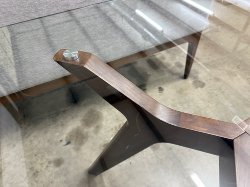 Emmer 71" Glass Dining Table - Walnut
