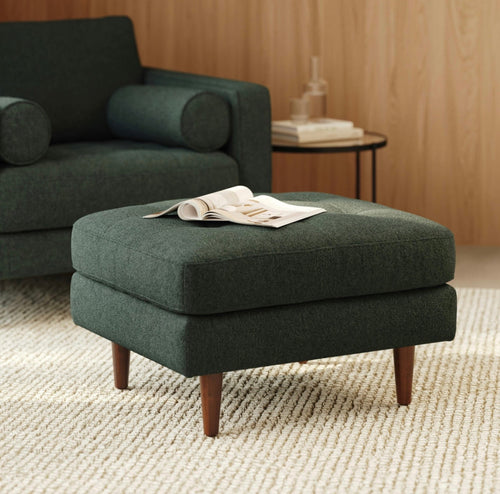 Sven 30" Ottoman - Green Wool Bouclé