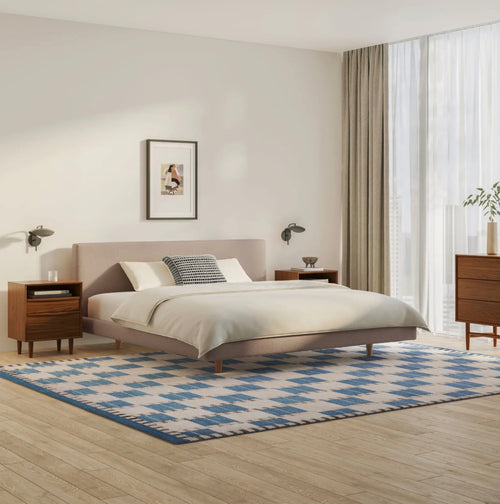 Tessu King Low Profile Upholstered Bed - Sandstone Wool Bouclé