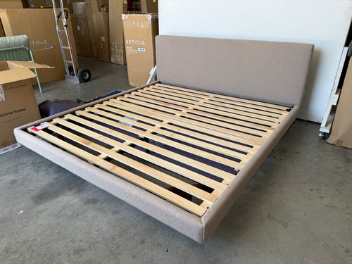 Tessu King Low Profile Upholstered Bed - Sandstone Wool Bouclé