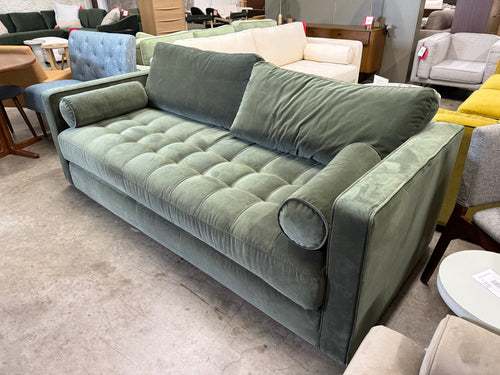 Sven 88" Tufted Velvet Sofa Bed - Plush Pacific Green