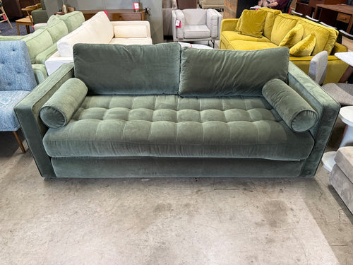 Sven 88" Tufted Velvet Sofa Bed - Plush Pacific Green