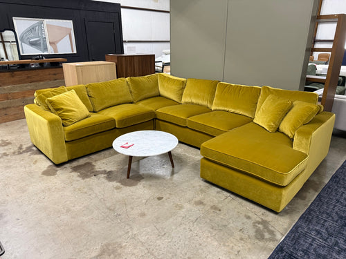 Interior Define James 4-Piece 5-Seat Corner Chaise Sectional - Chartreuse Performance Velvet