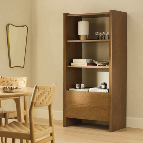 Torme 34" Bookcase With Storage, Tall - Smoked Oak