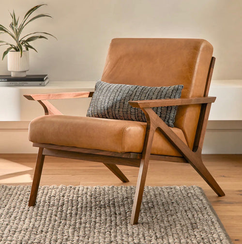Otio 26" Leather Lounge Chair - Walnut And Toscana Tan