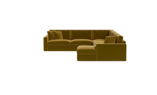 Interior Define James 4-Piece 5-Seat Corner Chaise Sectional - Chartreuse Performance Velvet