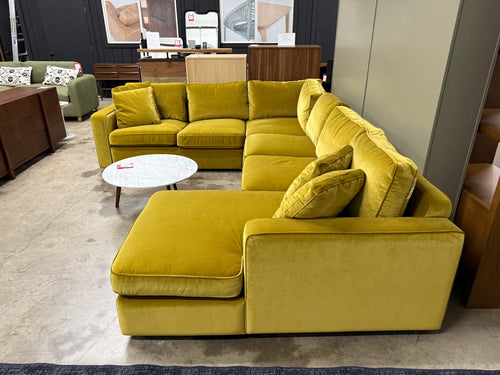 Interior Define James 4-Piece 5-Seat Corner Chaise Sectional - Chartreuse Performance Velvet