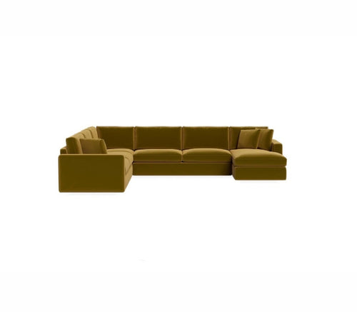 Interior Define James 4-Piece 5-Seat Corner Chaise Sectional - Chartreuse Performance Velvet