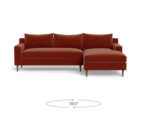 Interior Define Sloan Chaise Sectional - Rust Performance Velvet