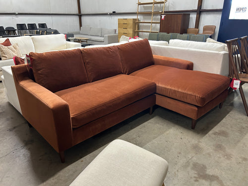 Interior Define Sloan Chaise Sectional - Rust Performance Velvet