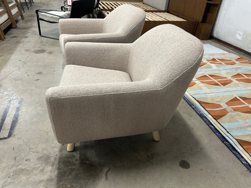 Pair of Gabriola 34" Lounge Chairs - Sandstone Wool Bouclé