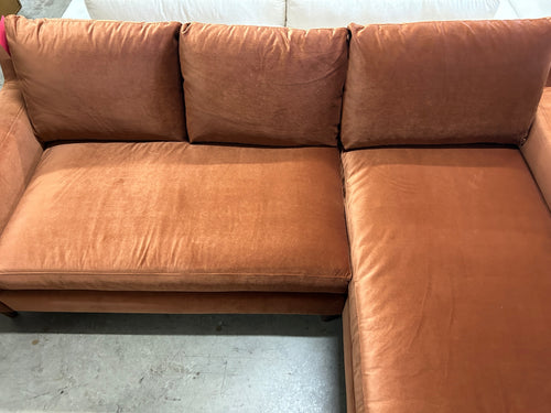 Interior Define Sloan Chaise Sectional - Rust Performance Velvet