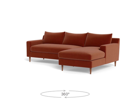 Interior Define Sloan Chaise Sectional - Rust Performance Velvet
