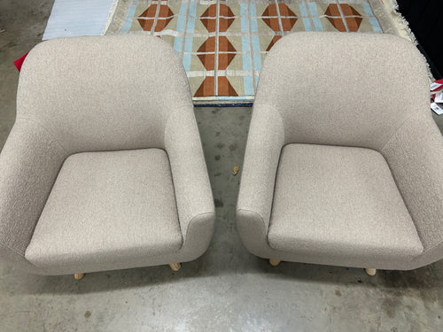 Pair of Gabriola 34" Lounge Chairs - Sandstone Wool Bouclé